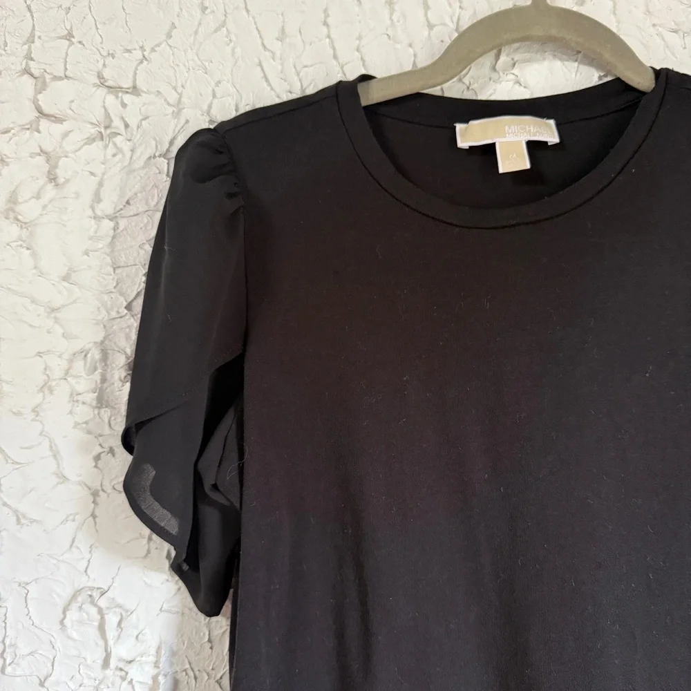 MICHAEL Michael Kors Classic Black Top with Statement Sleeve - Picture 2 of 9